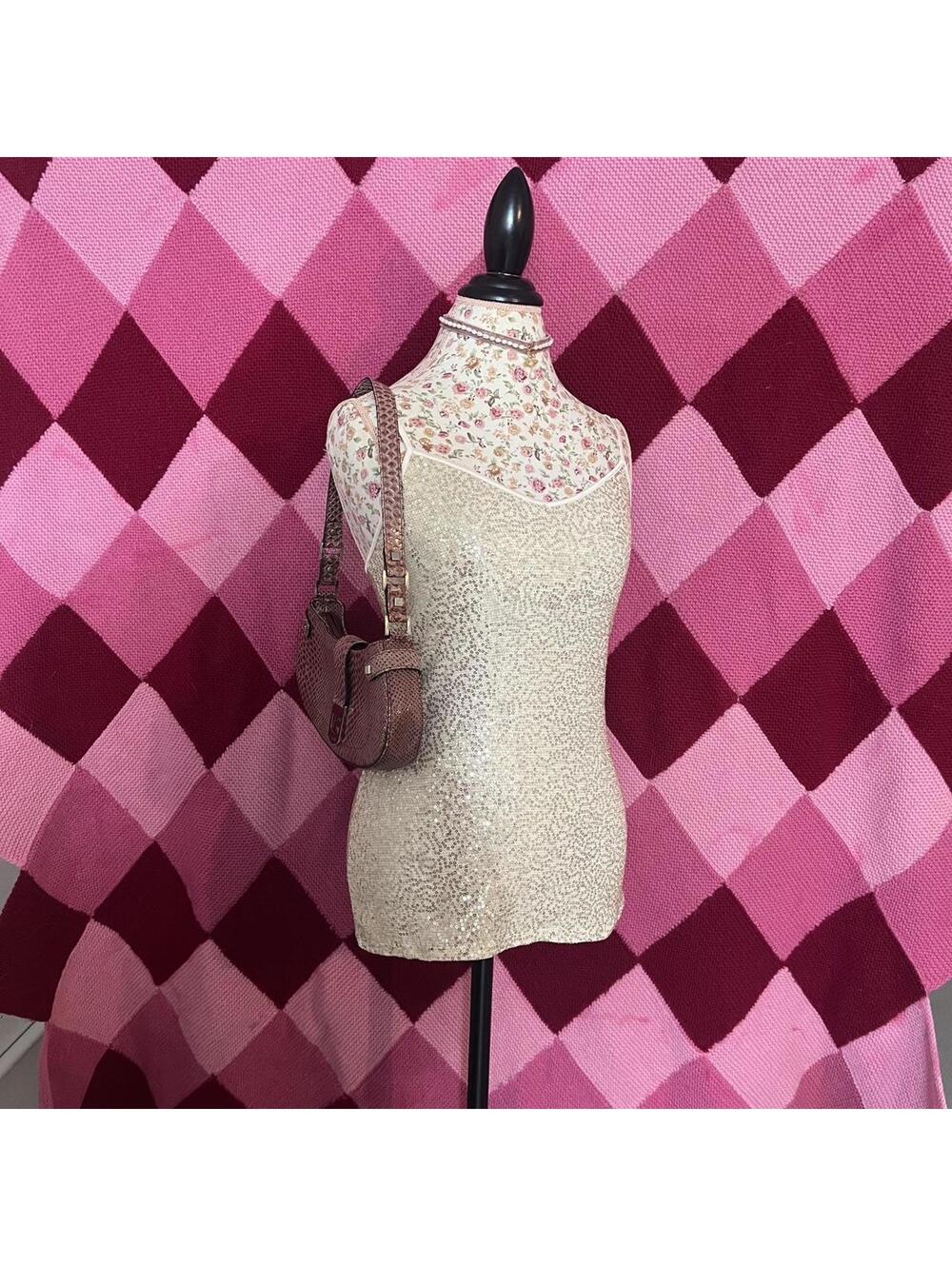 vintage y2k gold sequin sparkly tank top